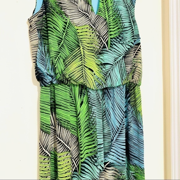 LONDON TIMES Tropical Palm prints maxi dress sz 12 - Picture 3 of 8